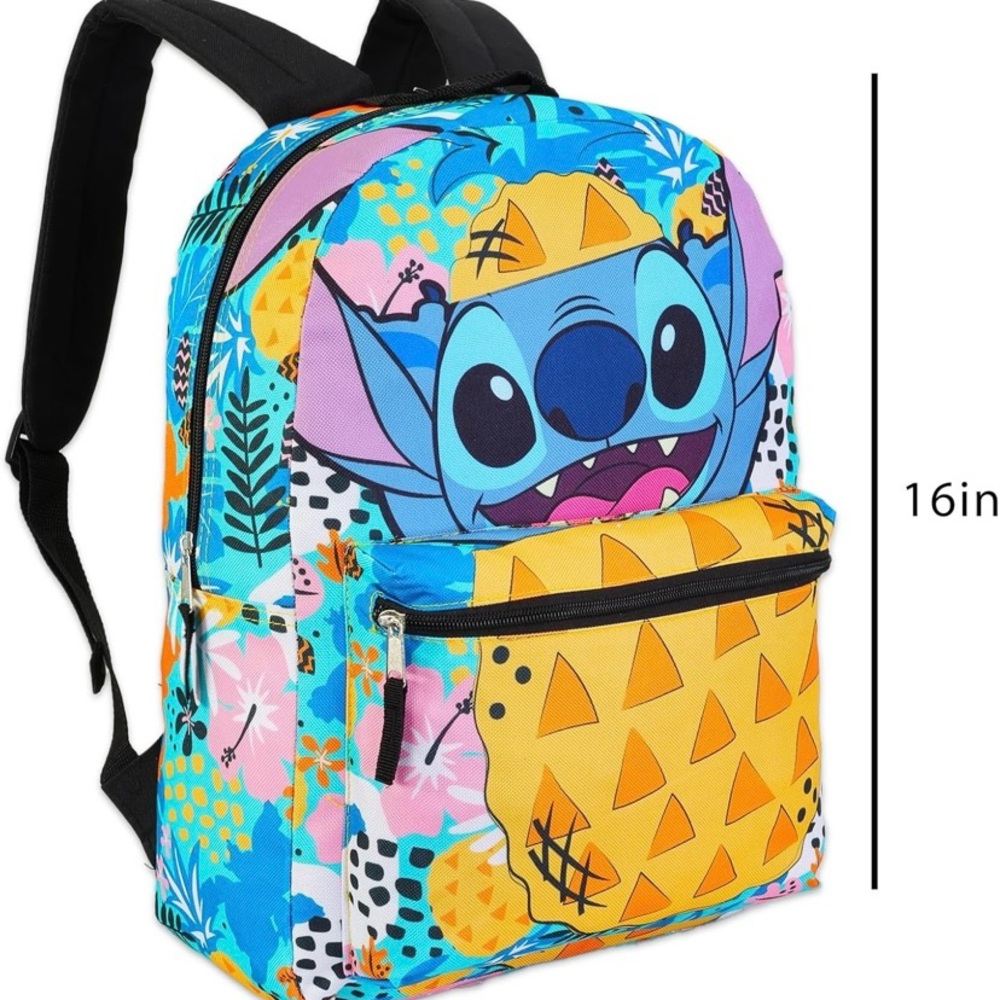 Disney Stitch Kids Backpack - Blue, Yellow, and Pink
